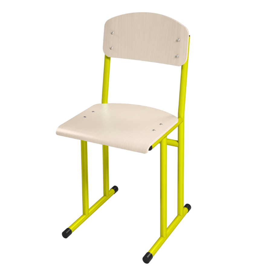 Стілець учнівський полозковий, на круглій металевій трубі, з покриттям фанери пластиком HPL, ростова група №6, АЛМАНТ, 380х441х843 мм, (h=460 мм).